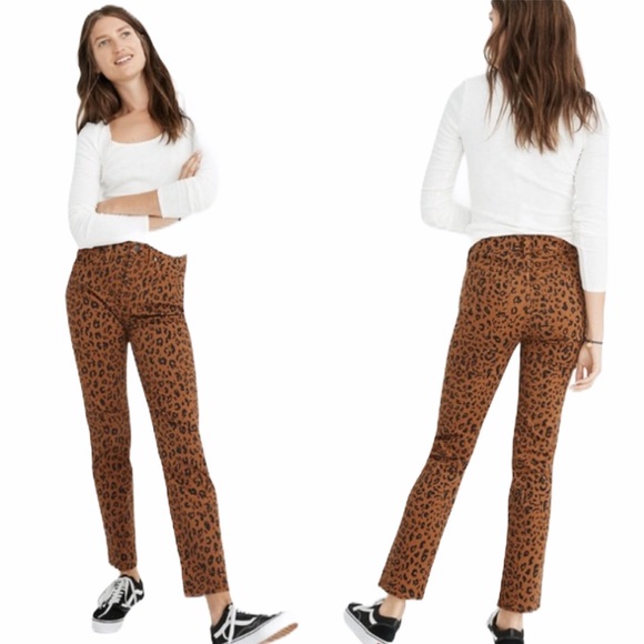 Madewell High-Rise Leopard Stovepipe Jeans - Picture 2 of 5